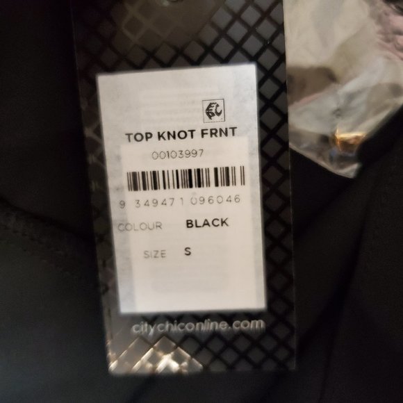 City Chic Black Sheer Knot Front Blouse - Picture 4 of 7